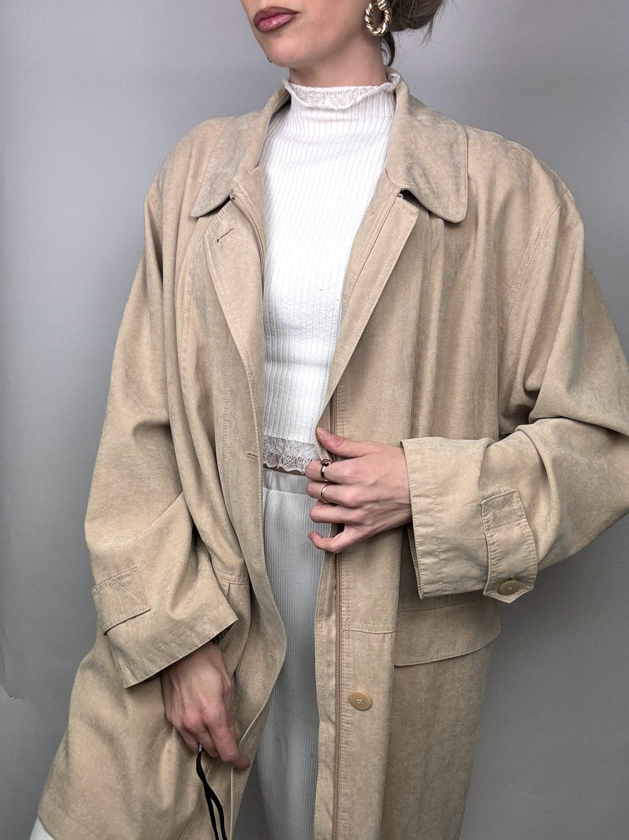 Veste douce beige oversize DAMART XL vintage