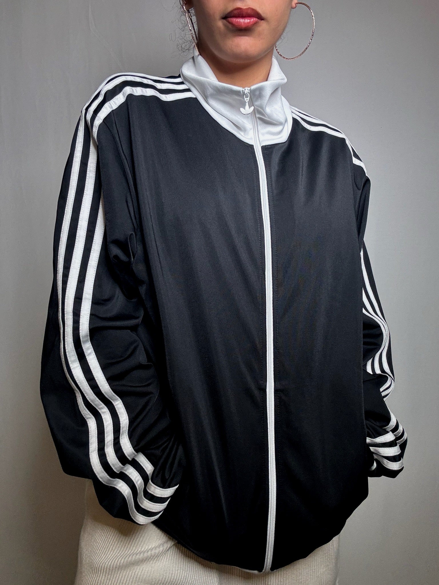 Jacket de sport noir Adidas L vintage