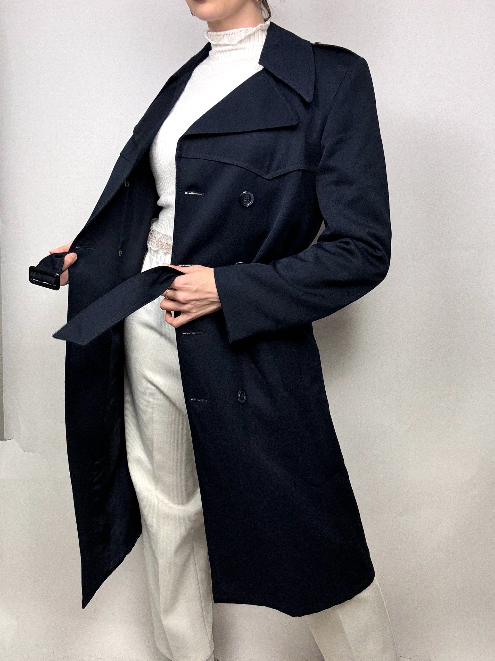 Vintage Navy Blue Cotton Trenchcoat S/M