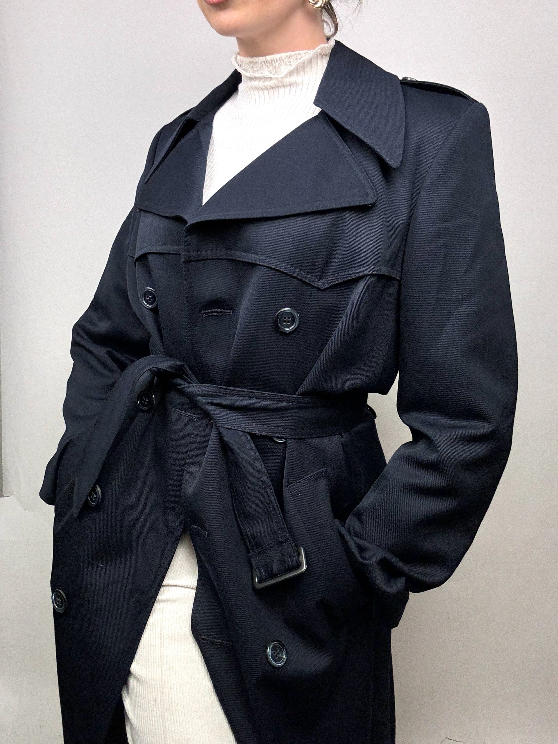Vintage Navy Blue Cotton Trenchcoat S/M