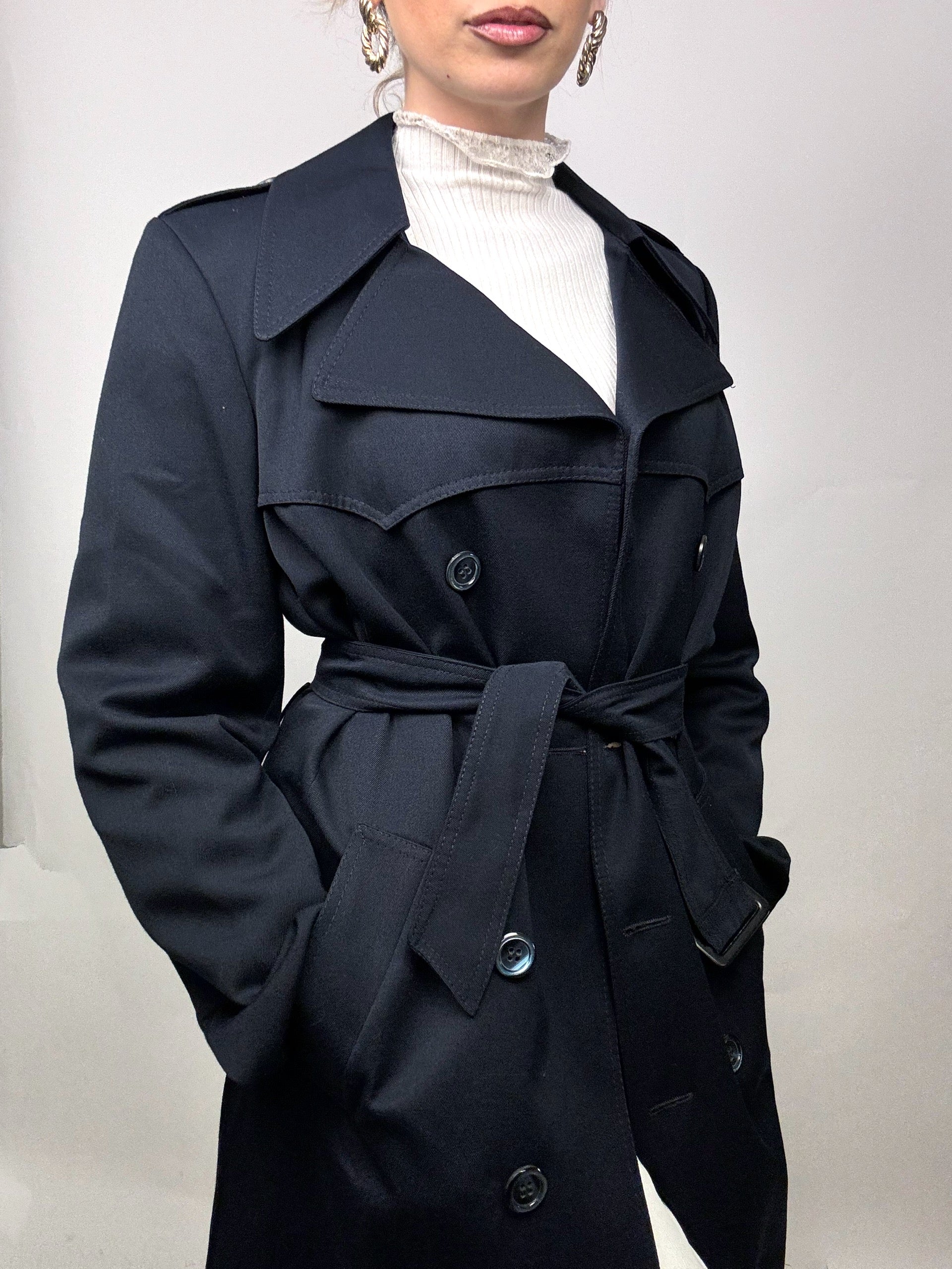 Vintage Navy Blue Cotton Trenchcoat S/M