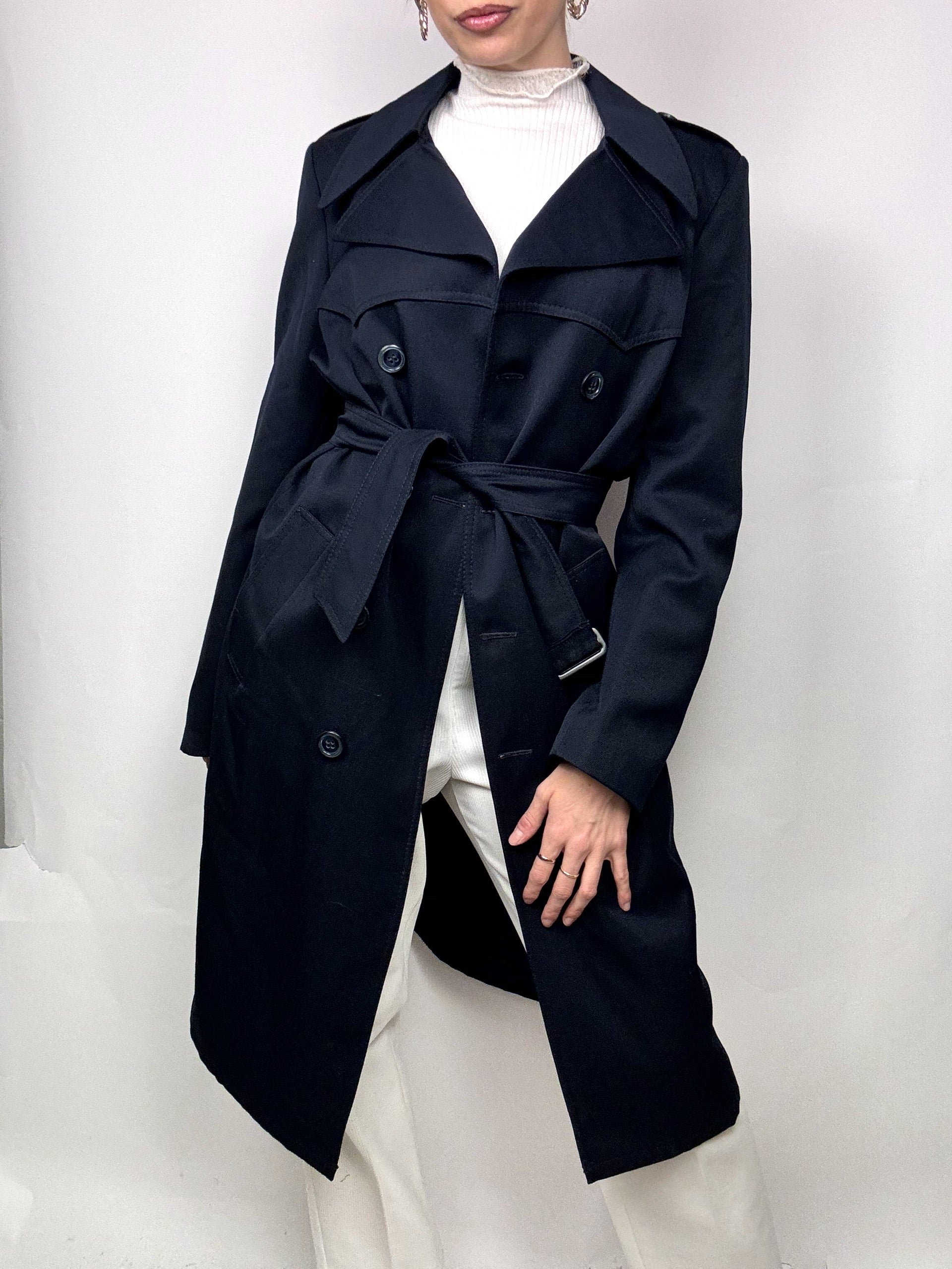 Vintage Navy Blue Cotton Trenchcoat S/M