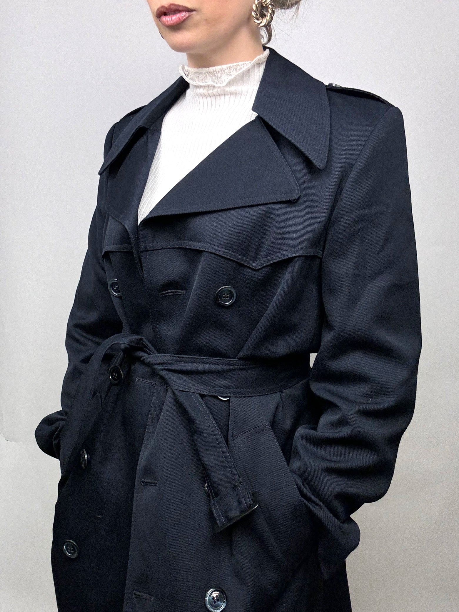 Vintage Navy Blue Cotton Trenchcoat S/M