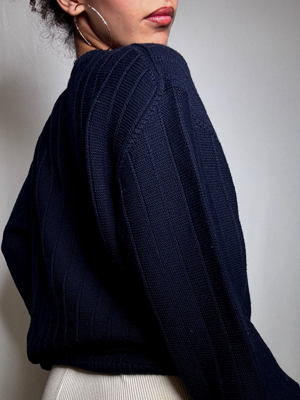 Pull en maille marine Lacoste XL vintage