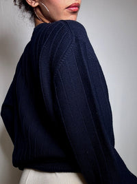 Pull en maille marine Lacoste XL vintage