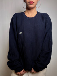 Pull en maille marine Lacoste XL vintage