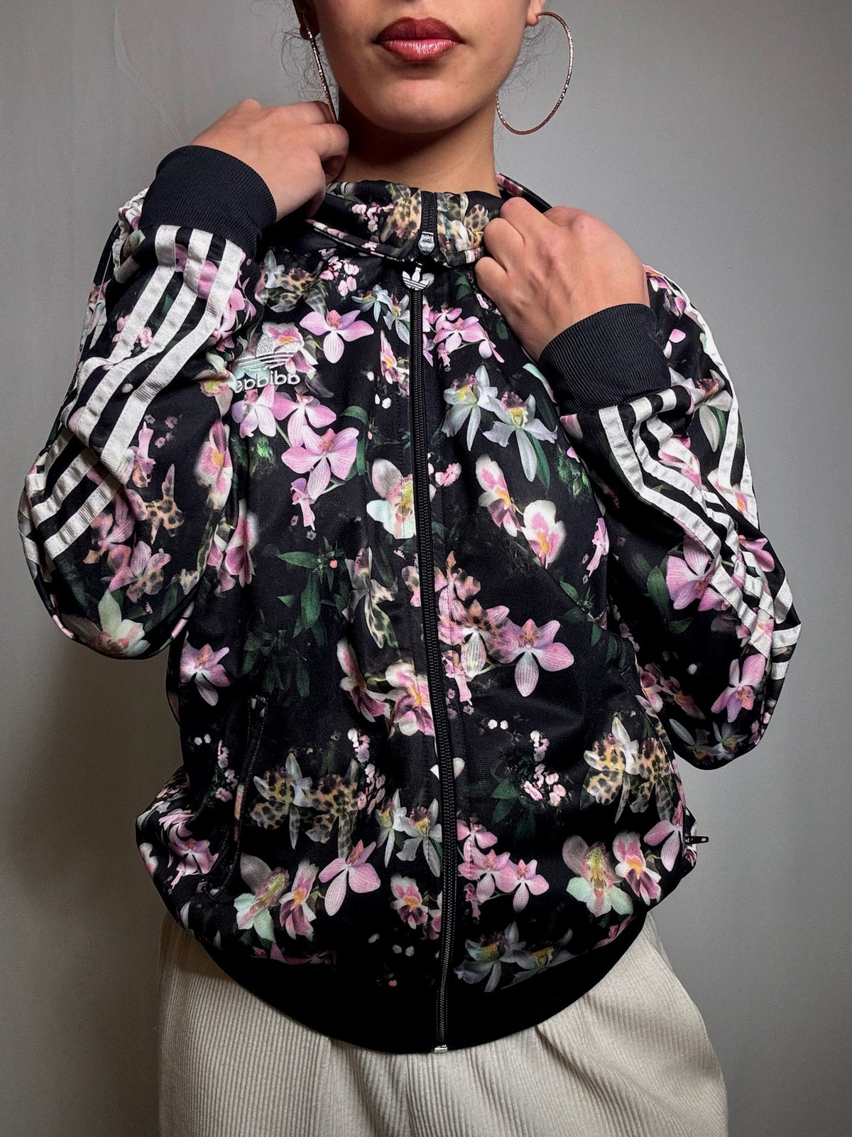 Jacket de sport à fleurs Adidas L vintage