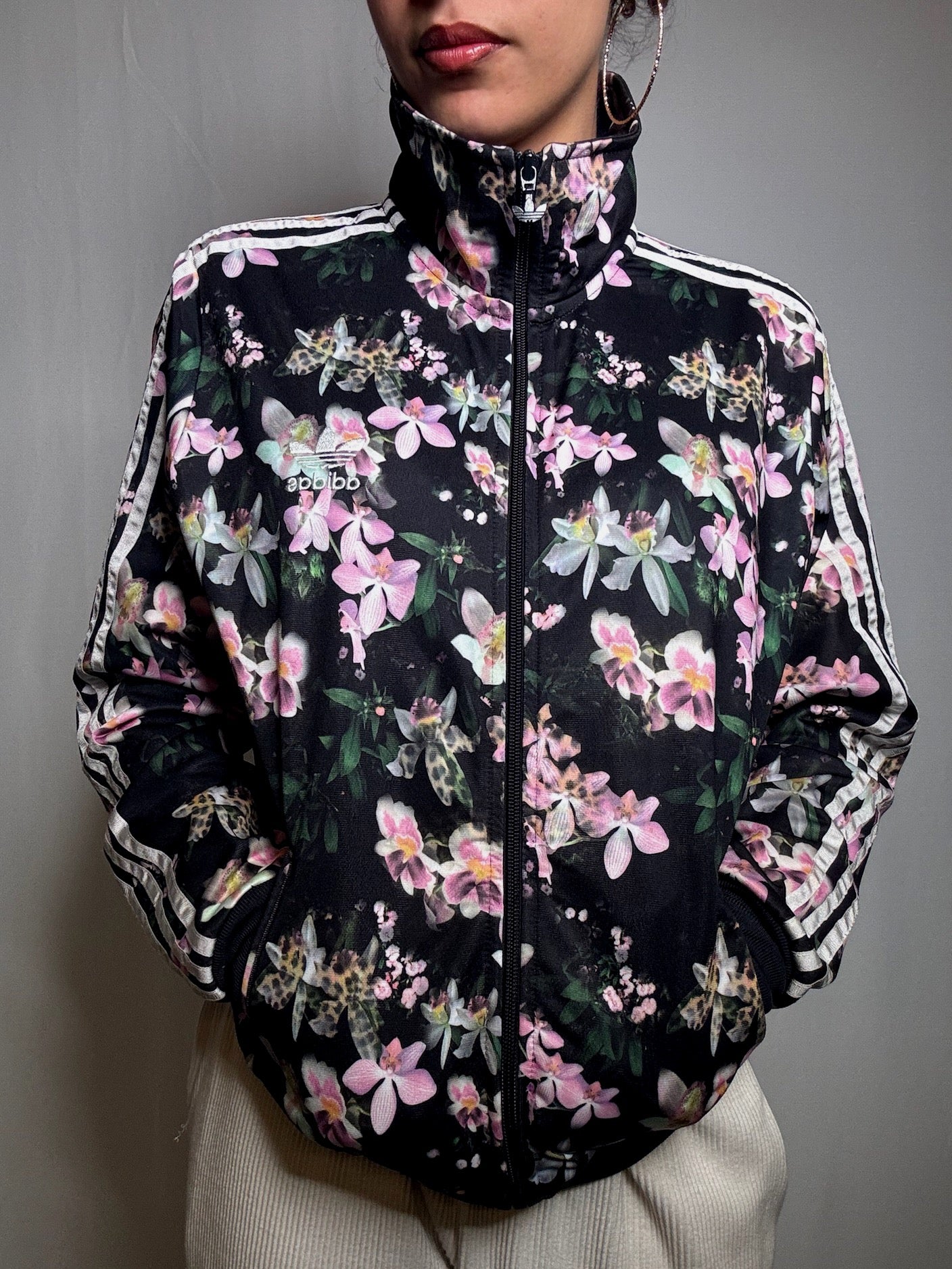 Jacket de sport à fleurs Adidas L vintage
