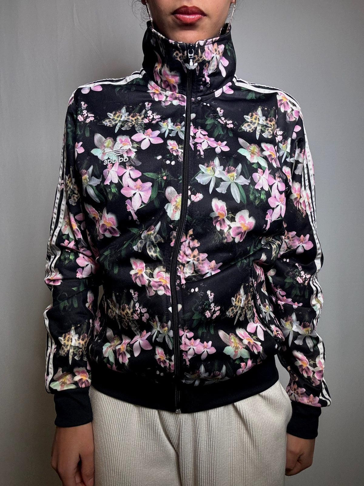 Jacket de sport à fleurs Adidas L vintage