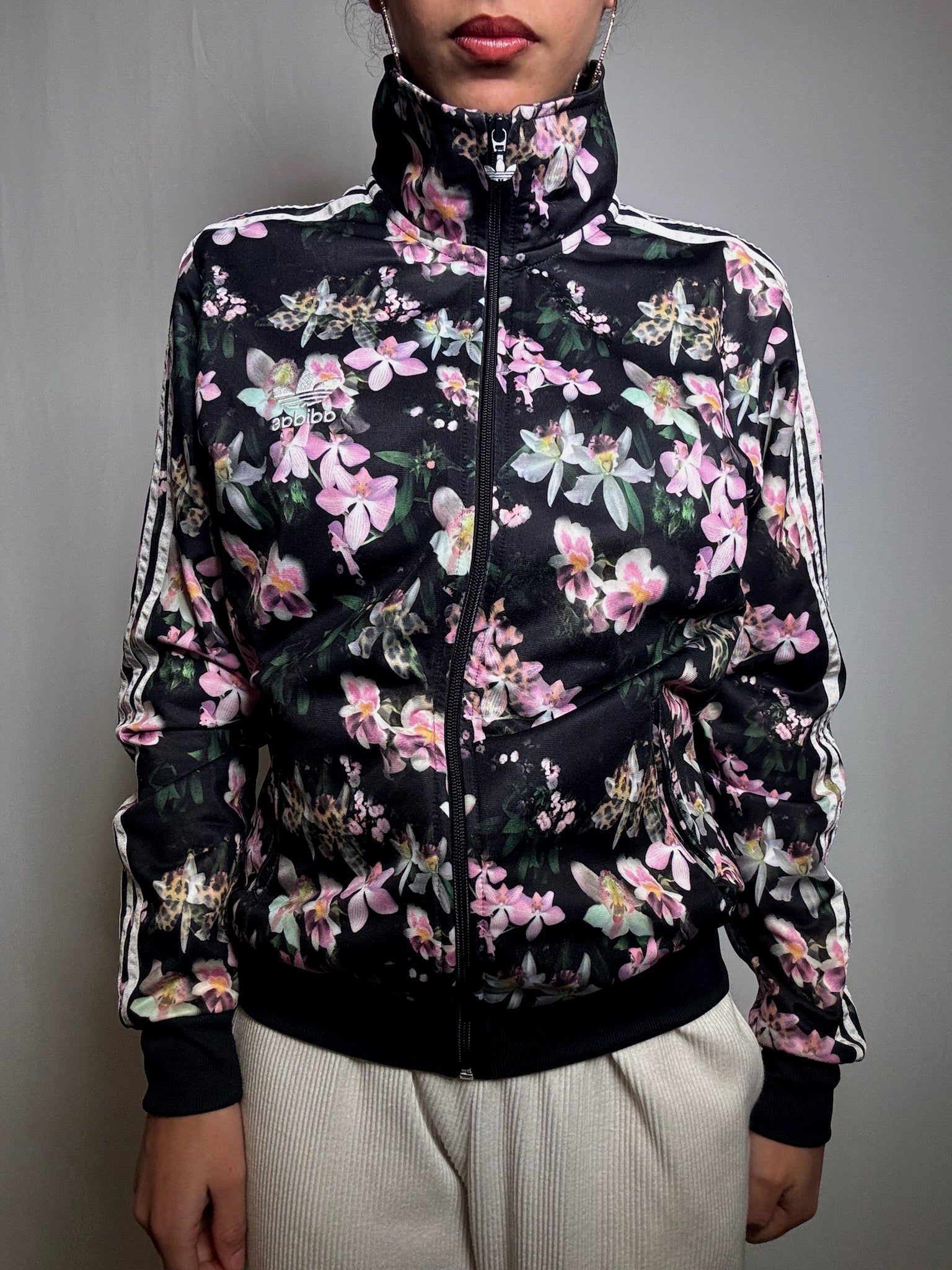 Jacket de sport à fleurs Adidas L vintage