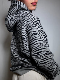 Vintage Nike grey zebra print zip-up sweatshirt, size XL
