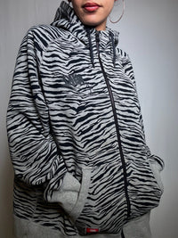 Vintage Nike grey zebra print zip-up sweatshirt, size XL
