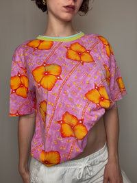 Tshirt à fleurs roses L vintage