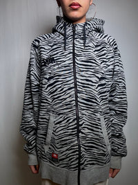 Vintage Nike grey zebra print zip-up sweatshirt, size XL
