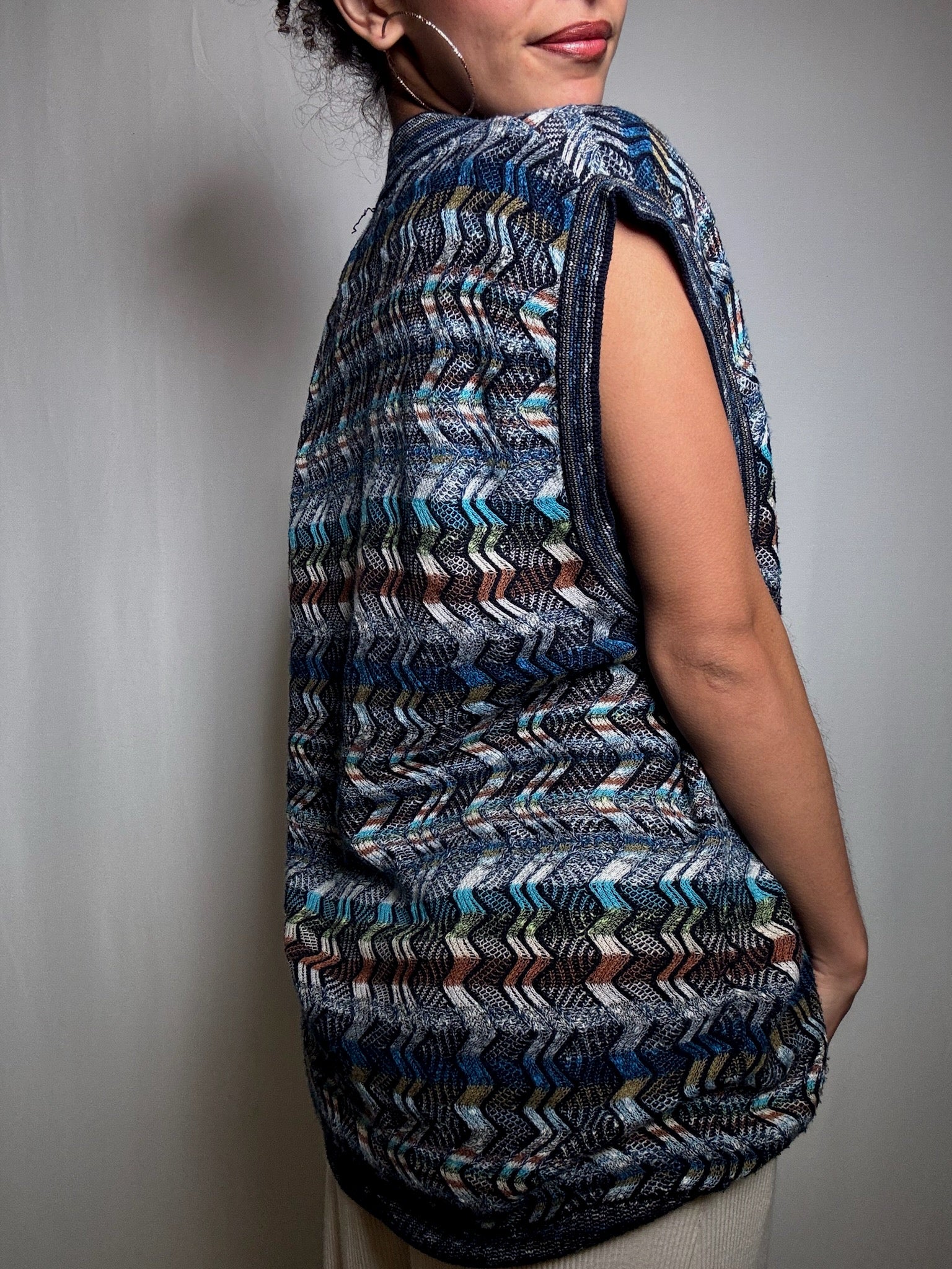 Gilet en maille multicolore XL vintage