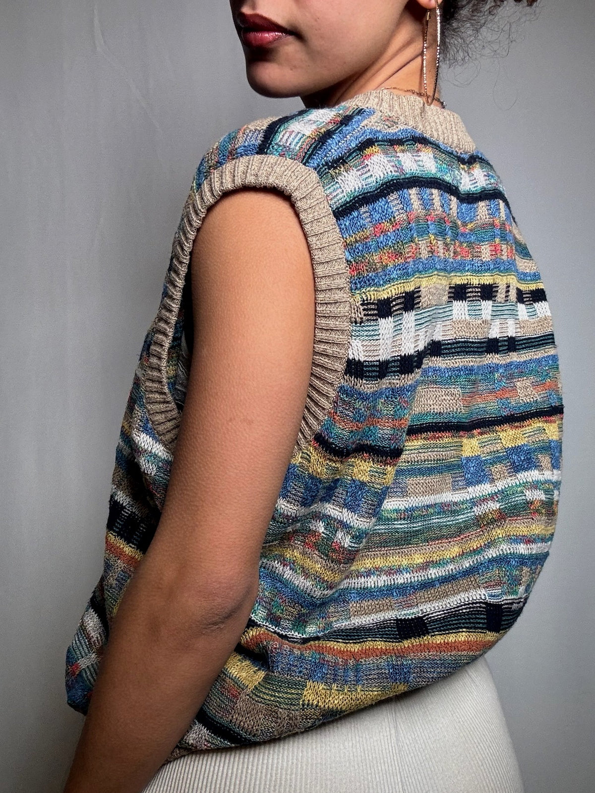 Gilet en maille multicolore XL vintage