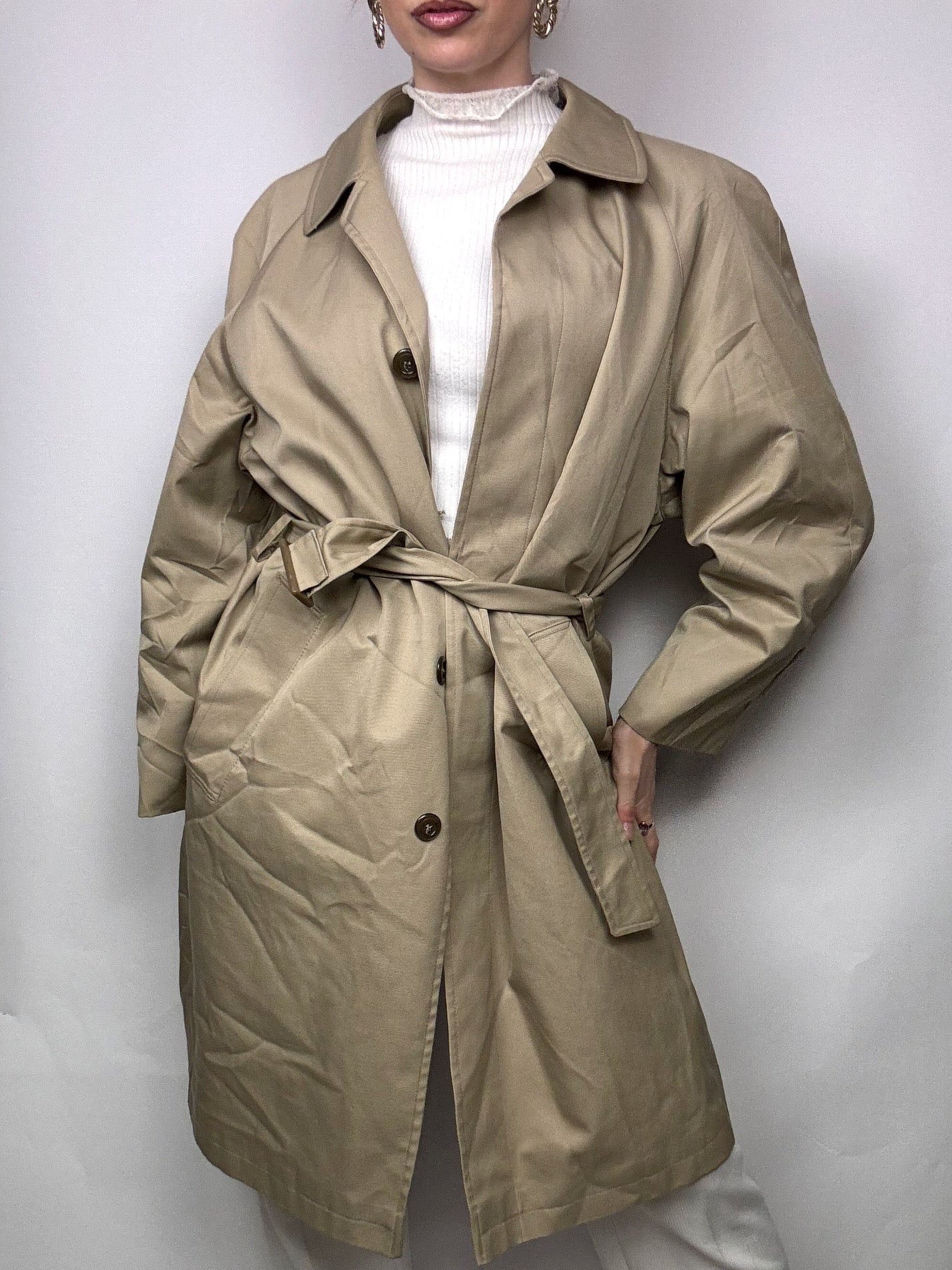Vintage beige M/L straight trench coat