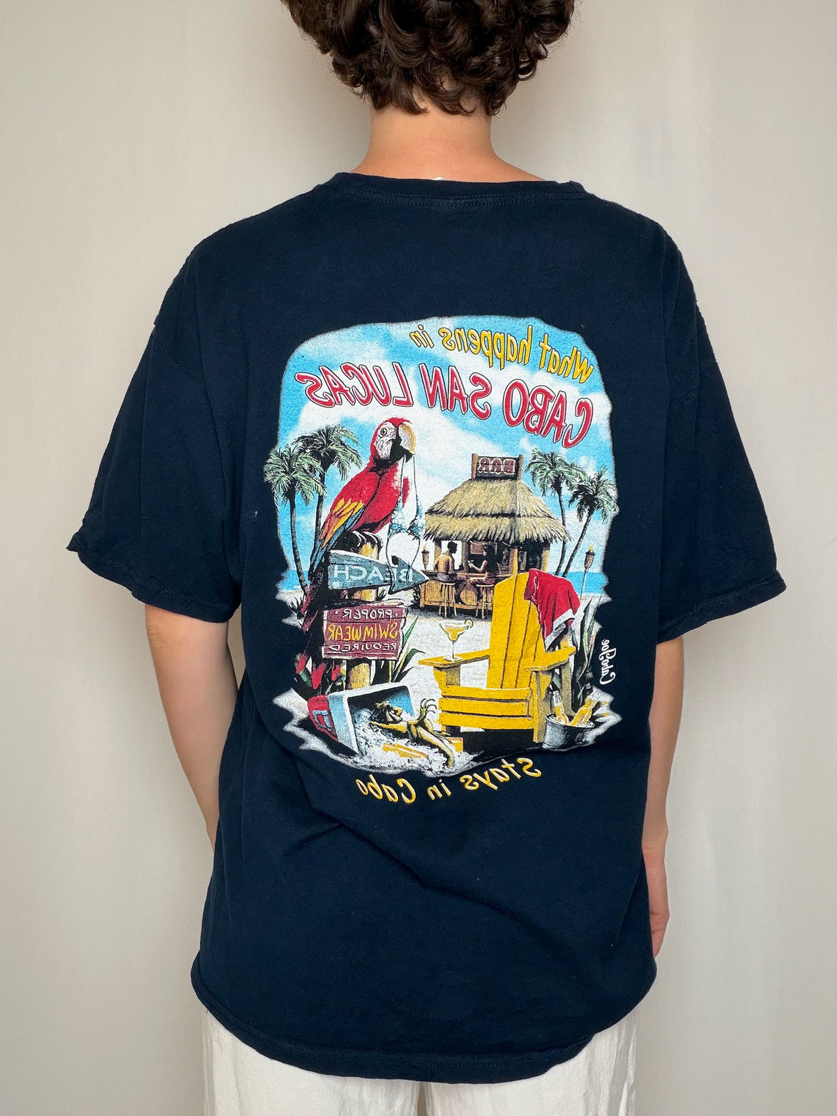 T-shirt noir imprimé CABO XL vintage