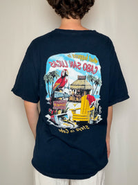 T-shirt noir imprimé CABO XL vintage