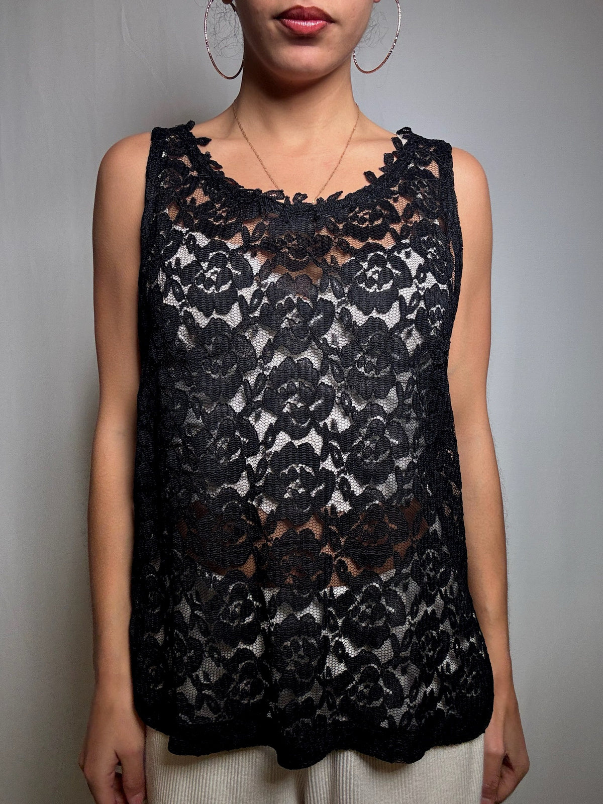 Top en dentelle noir S vintage