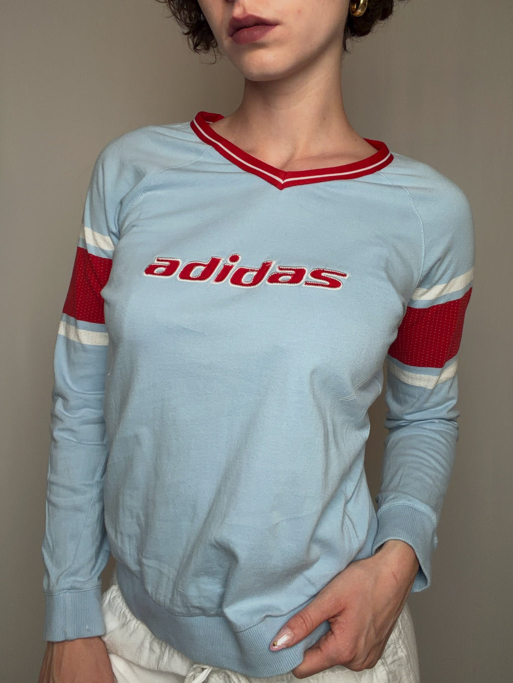 Tshirt bleu et rouge Adidas M vintage