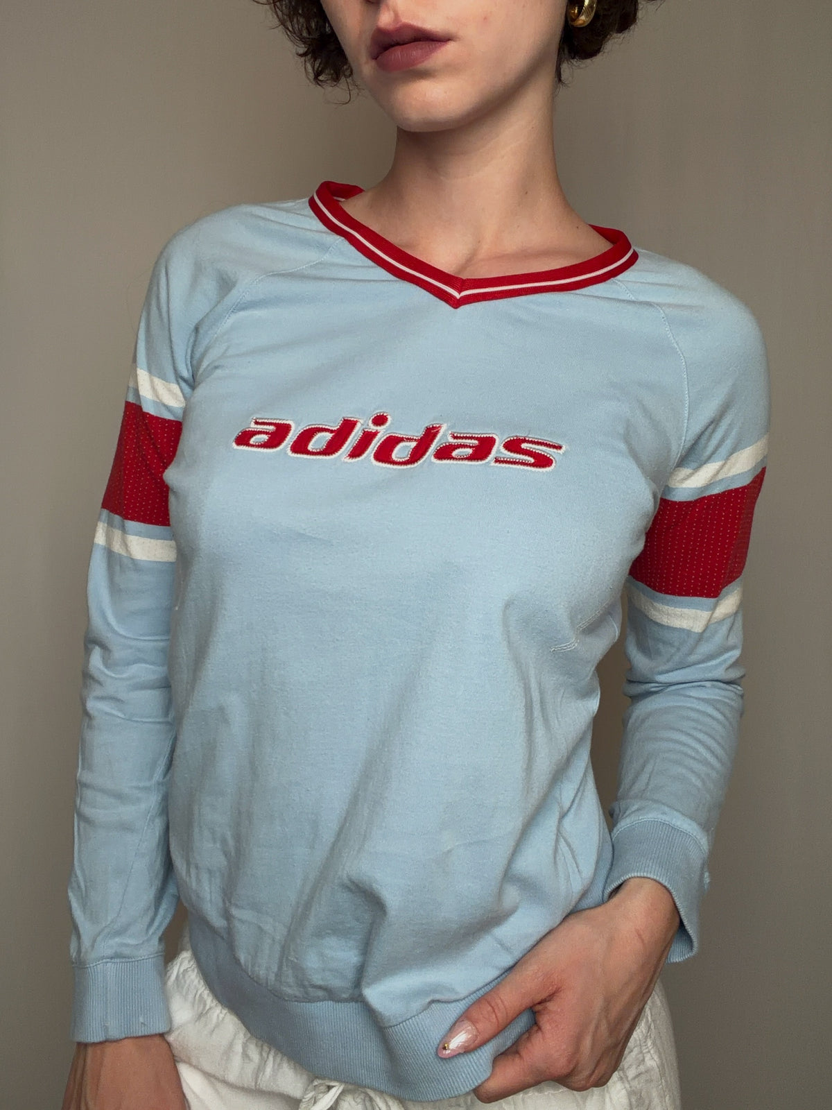 Tshirt bleu et rouge Adidas M vintage