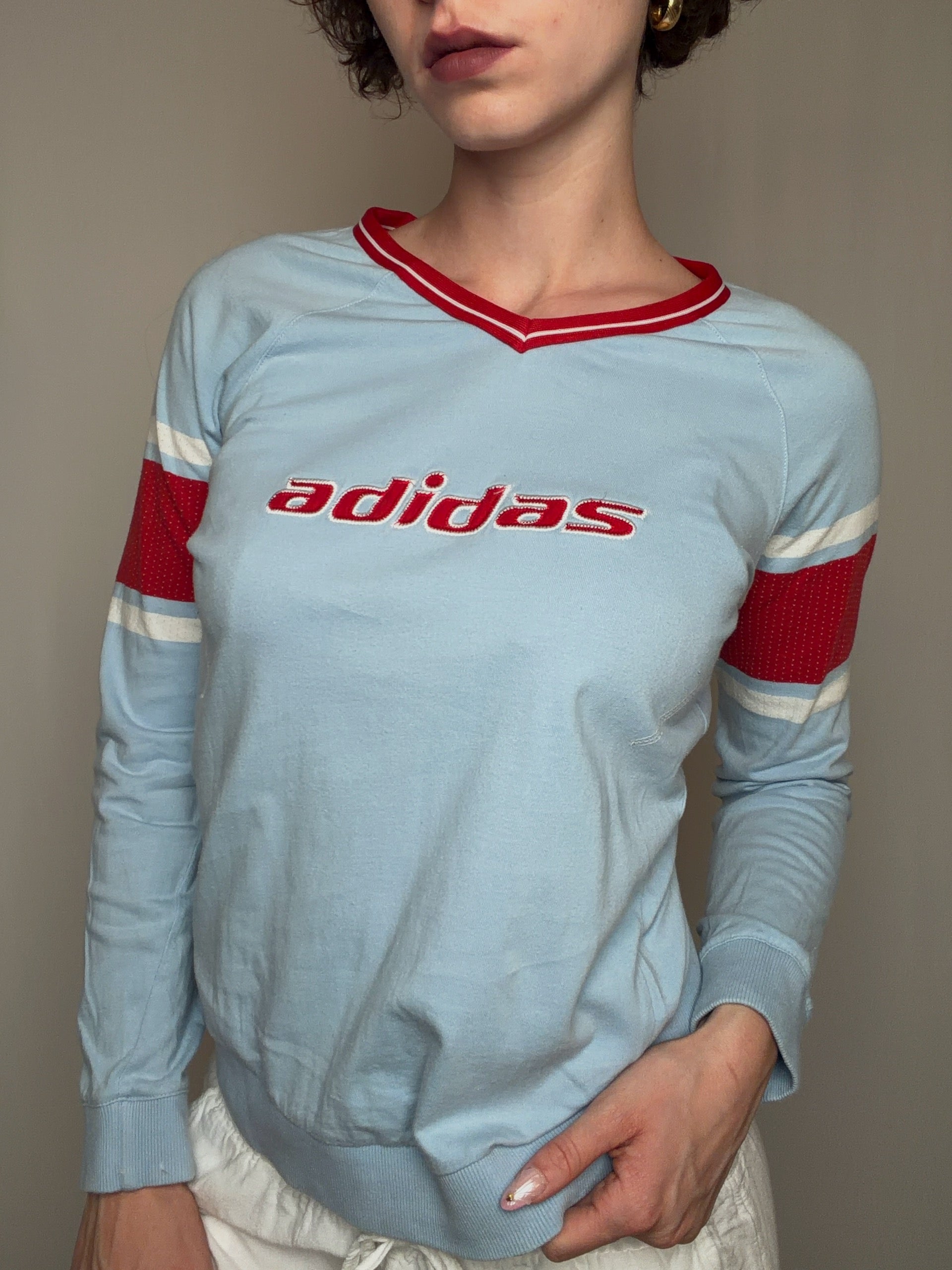 Tshirt bleu et rouge Adidas M vintage