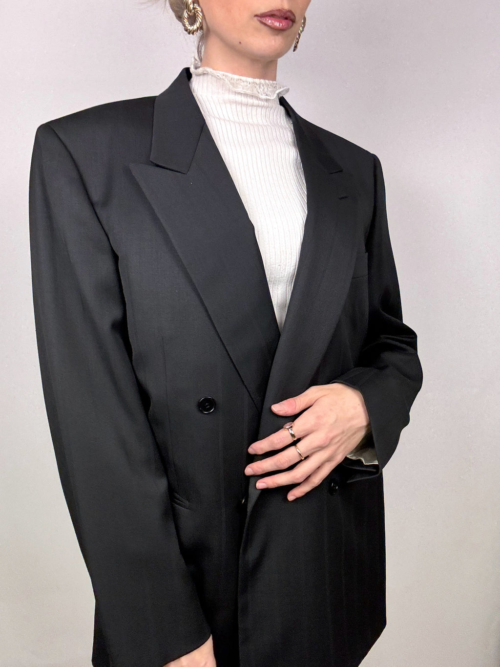 Vintage L/XL übergroßer schwarzer Blazer