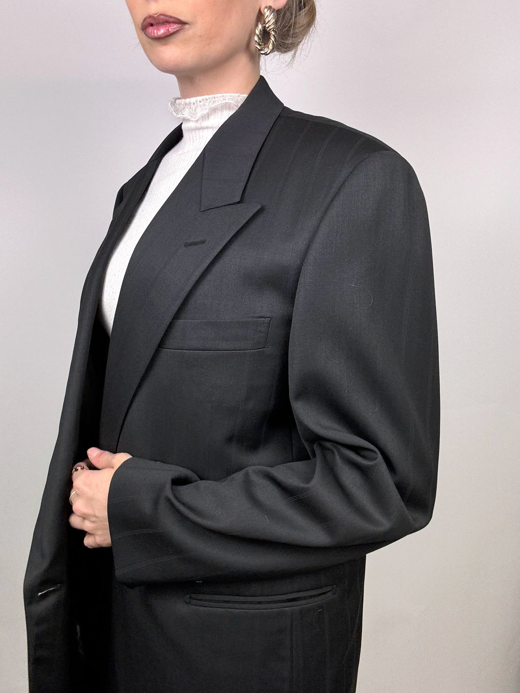 Vintage L/XL übergroßer schwarzer Blazer