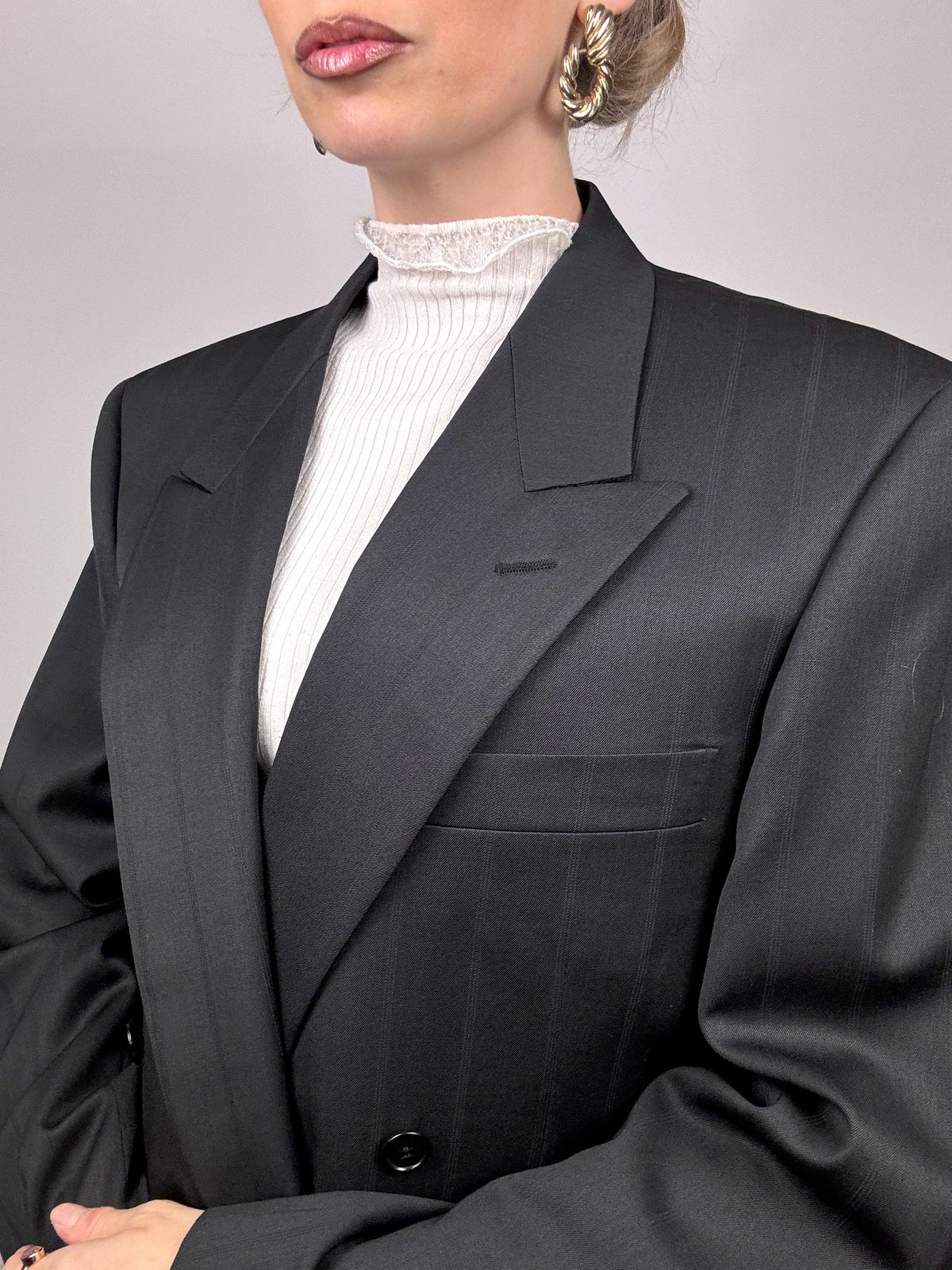 Vintage L/XL übergroßer schwarzer Blazer