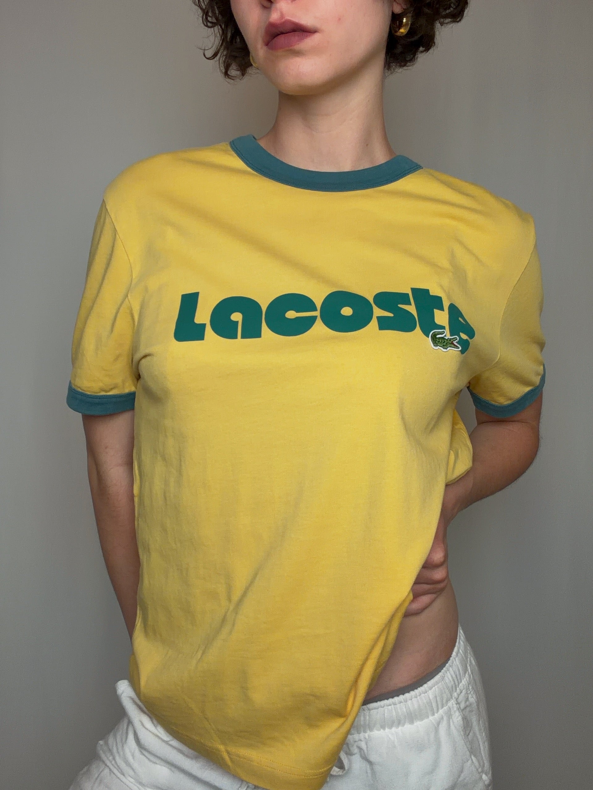 Tshirt jaune et vert Lacoste M vintage