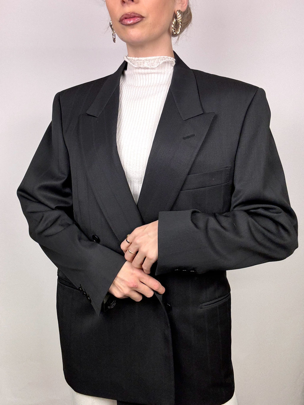 Vintage L/XL übergroßer schwarzer Blazer