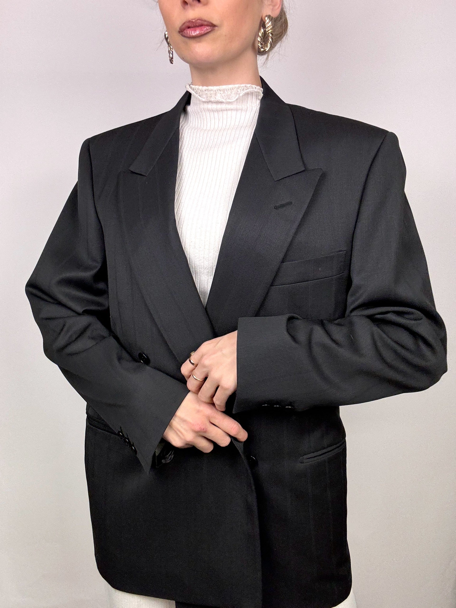 Vintage L/XL übergroßer schwarzer Blazer