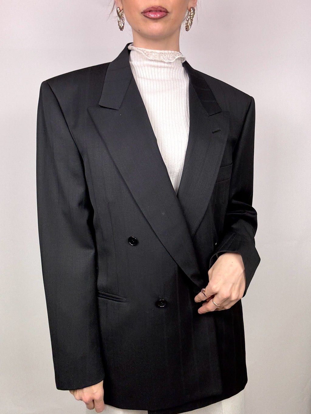Vintage L/XL übergroßer schwarzer Blazer