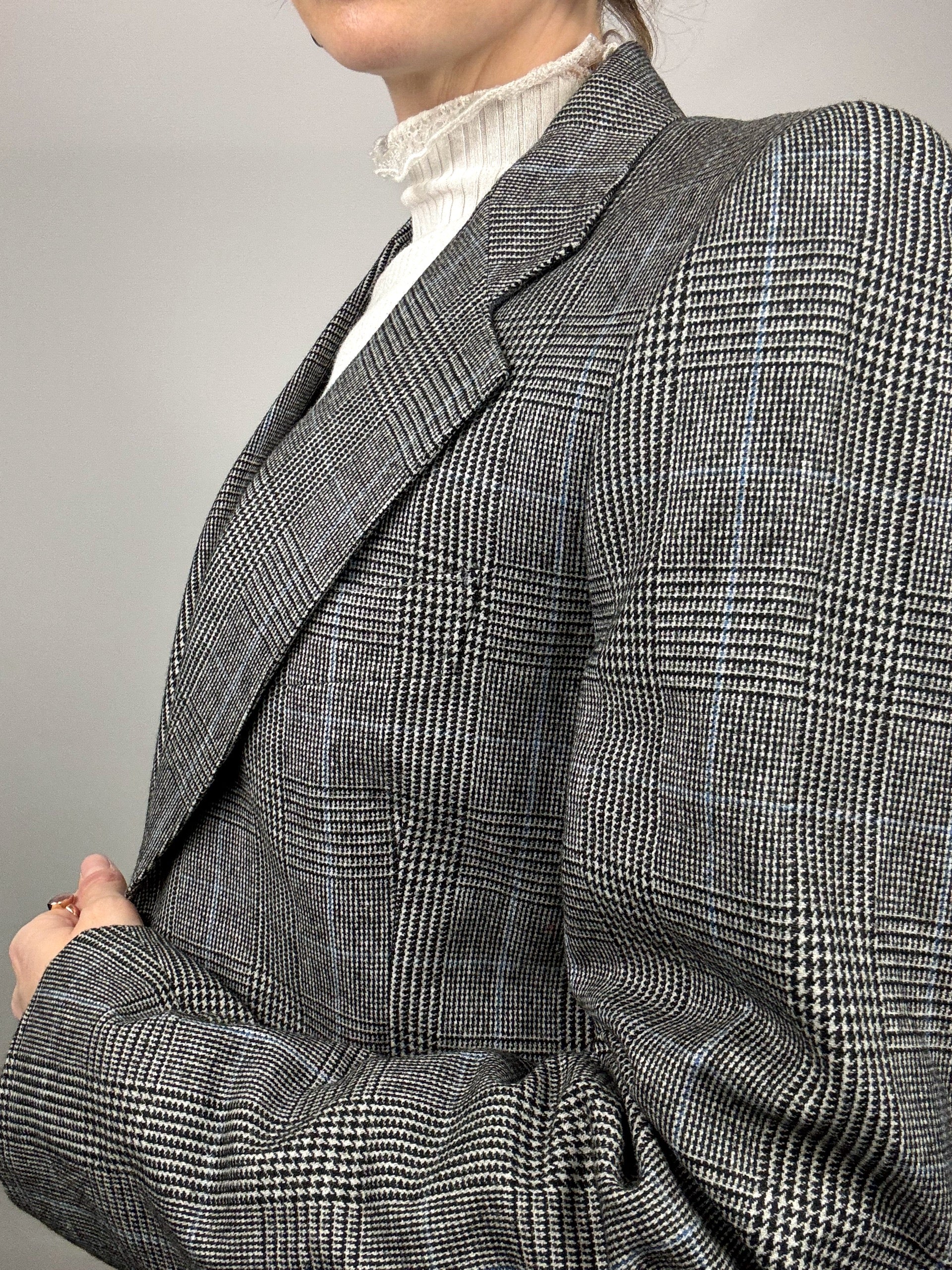 Vintage Grey Plaid Blazer M/L