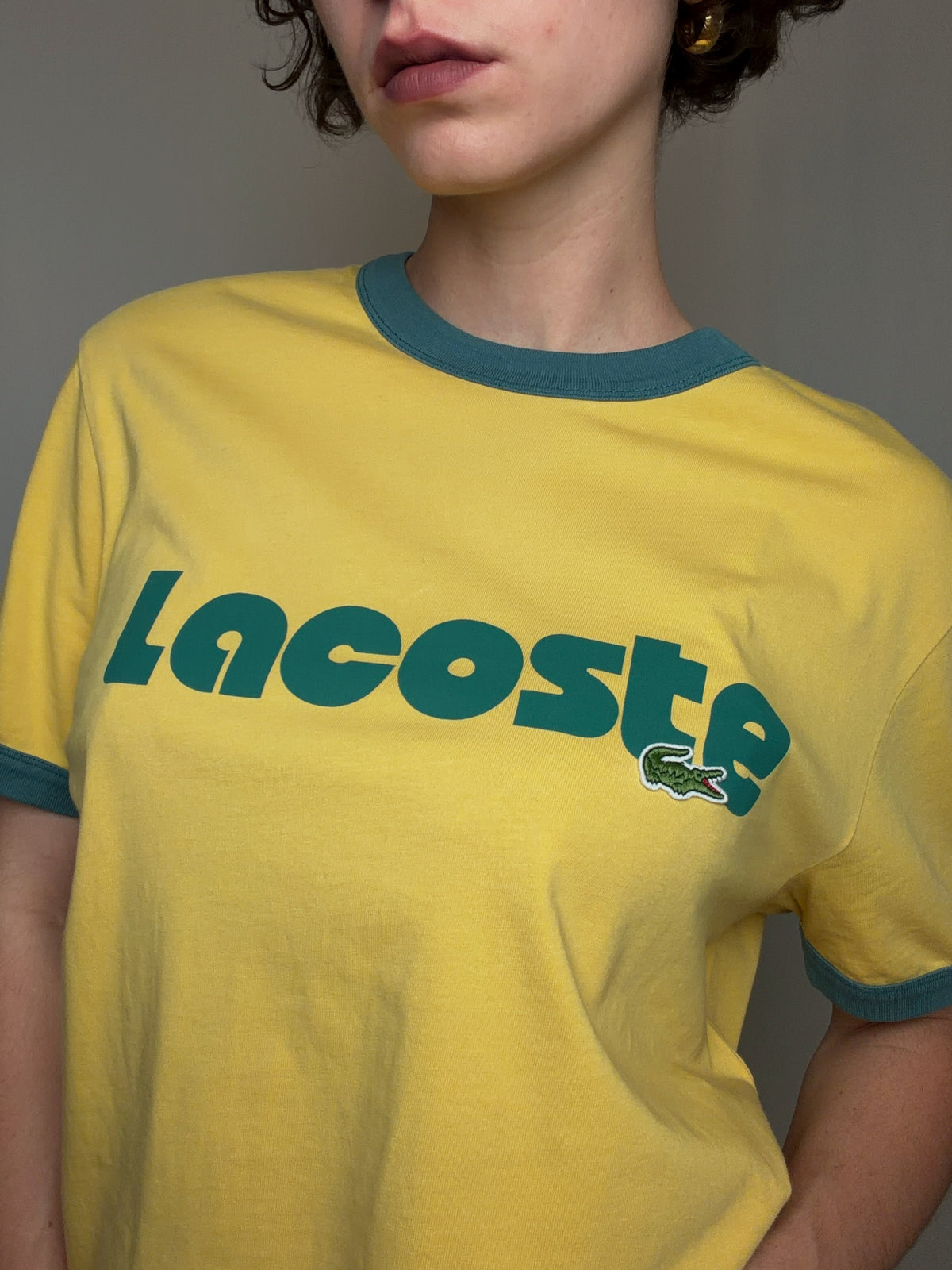 Tshirt jaune et vert Lacoste M vintage