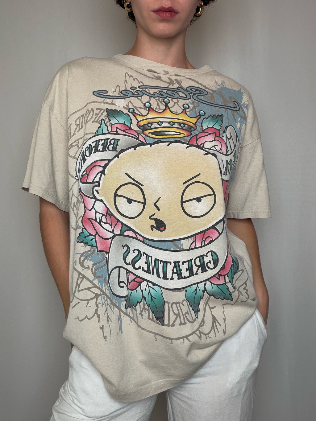 T-shirt beige style EdHardy Stevie L vintage