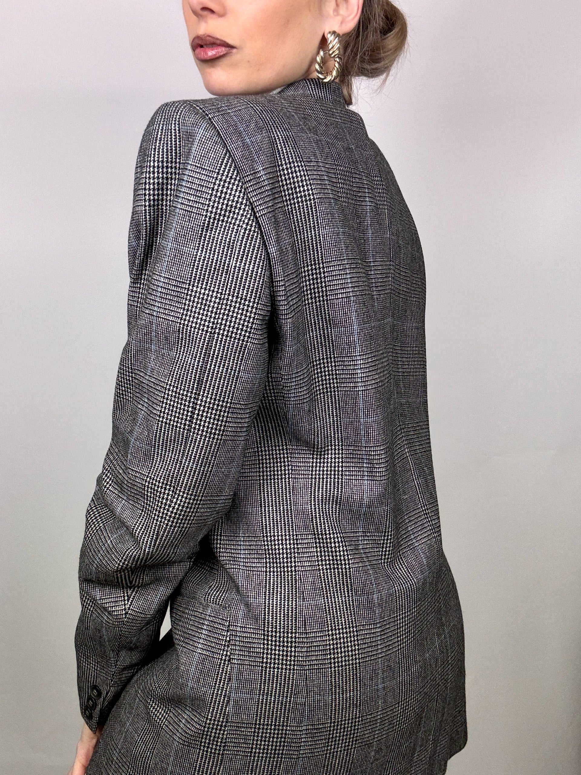 Vintage Grey Plaid Blazer M/L