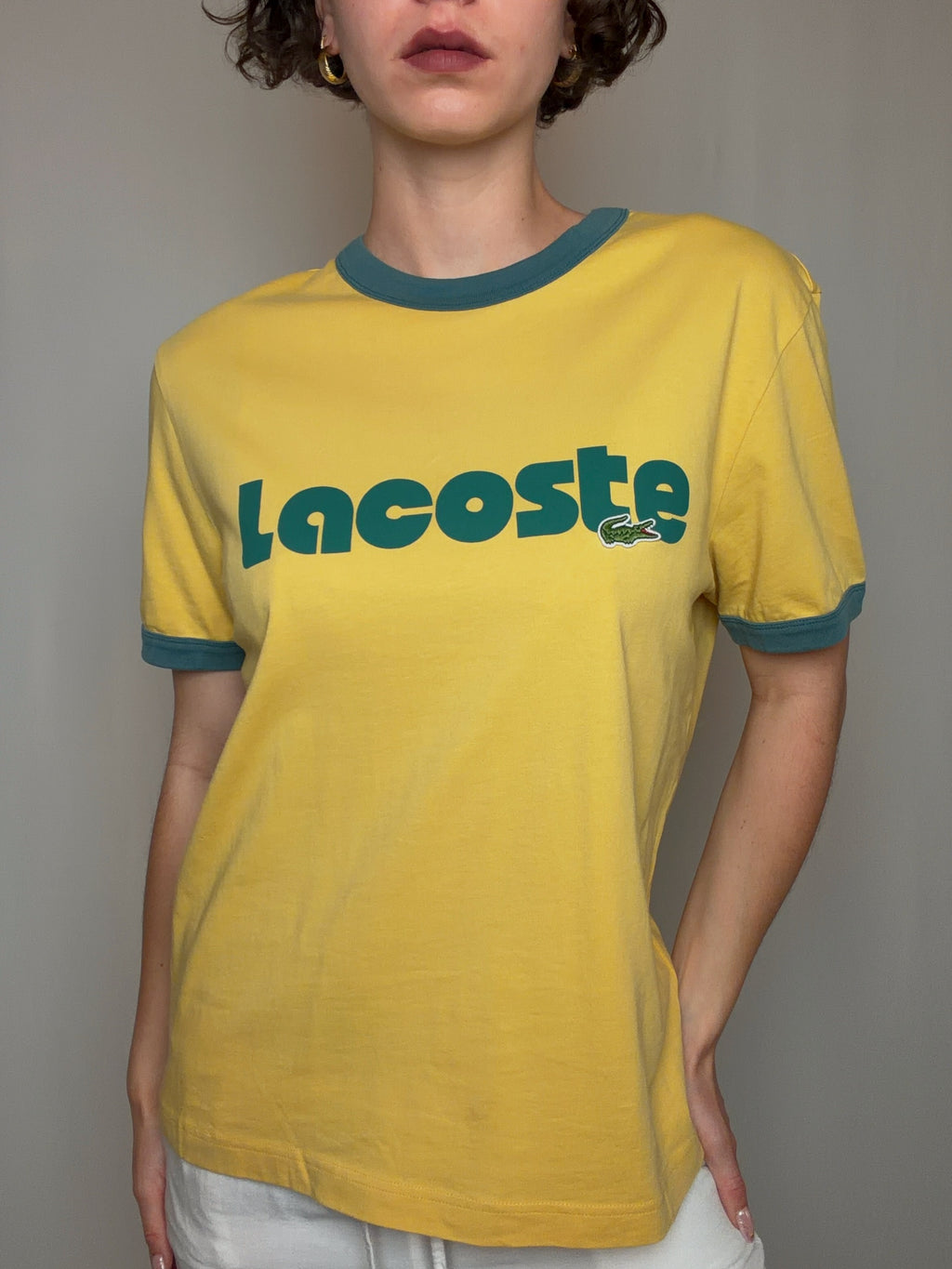 Tshirt jaune et vert Lacoste M vintage