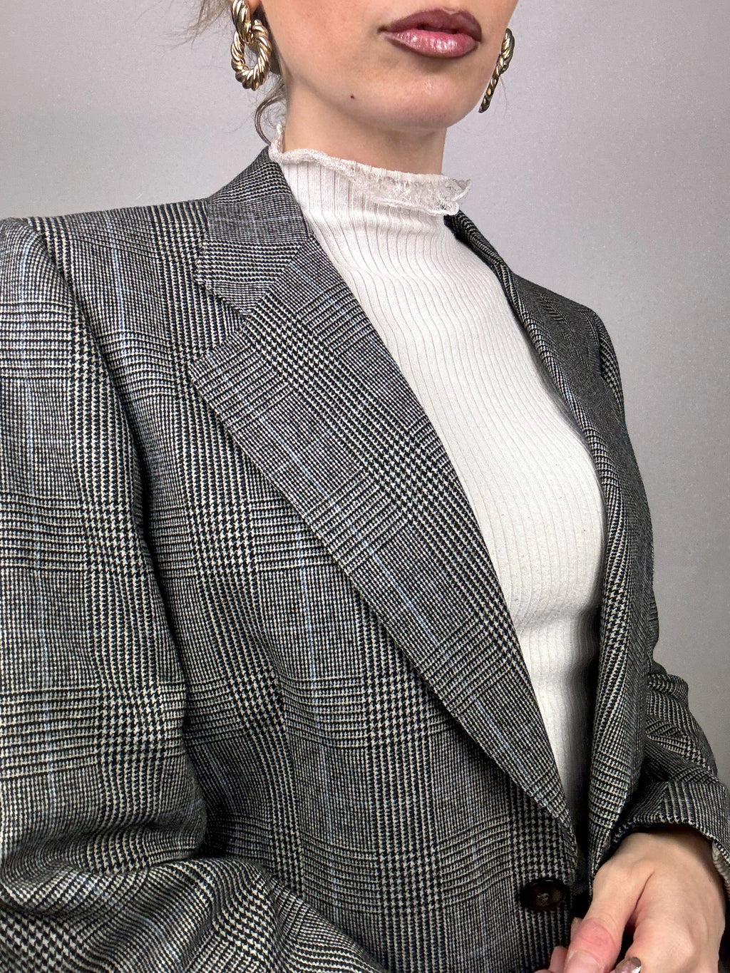 Vintage Grey Plaid Blazer M/L