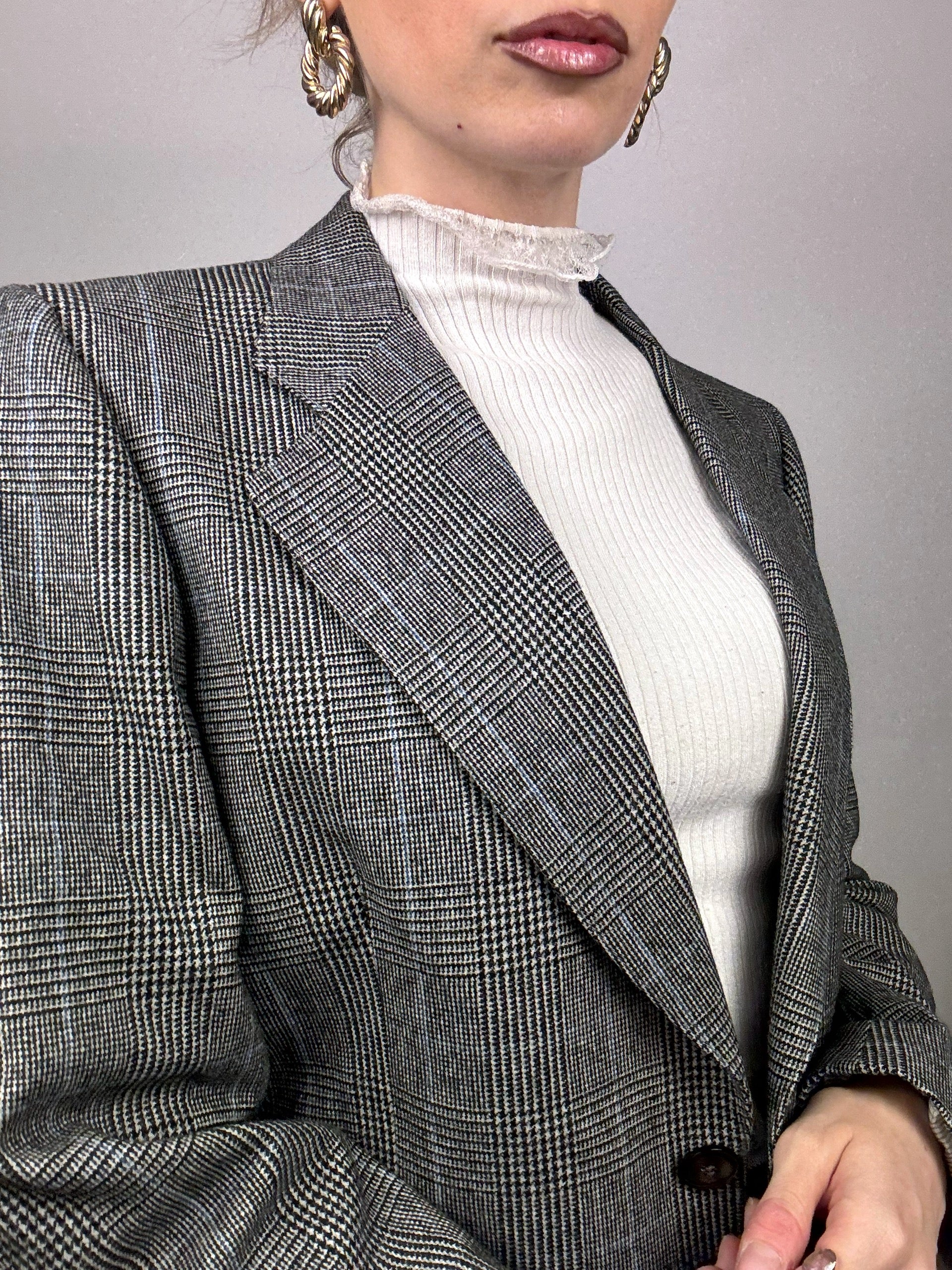 Vintage Grey Plaid Blazer M/L