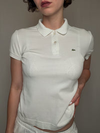 Polo fitté blanc Lacoste M vintage