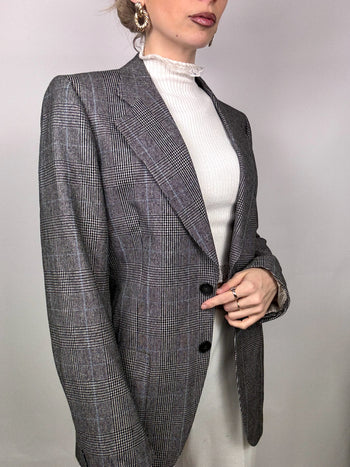 Blazer gris à carreaux M/L vintage