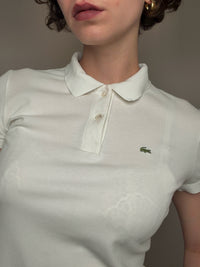 Polo fitté blanc Lacoste M vintage