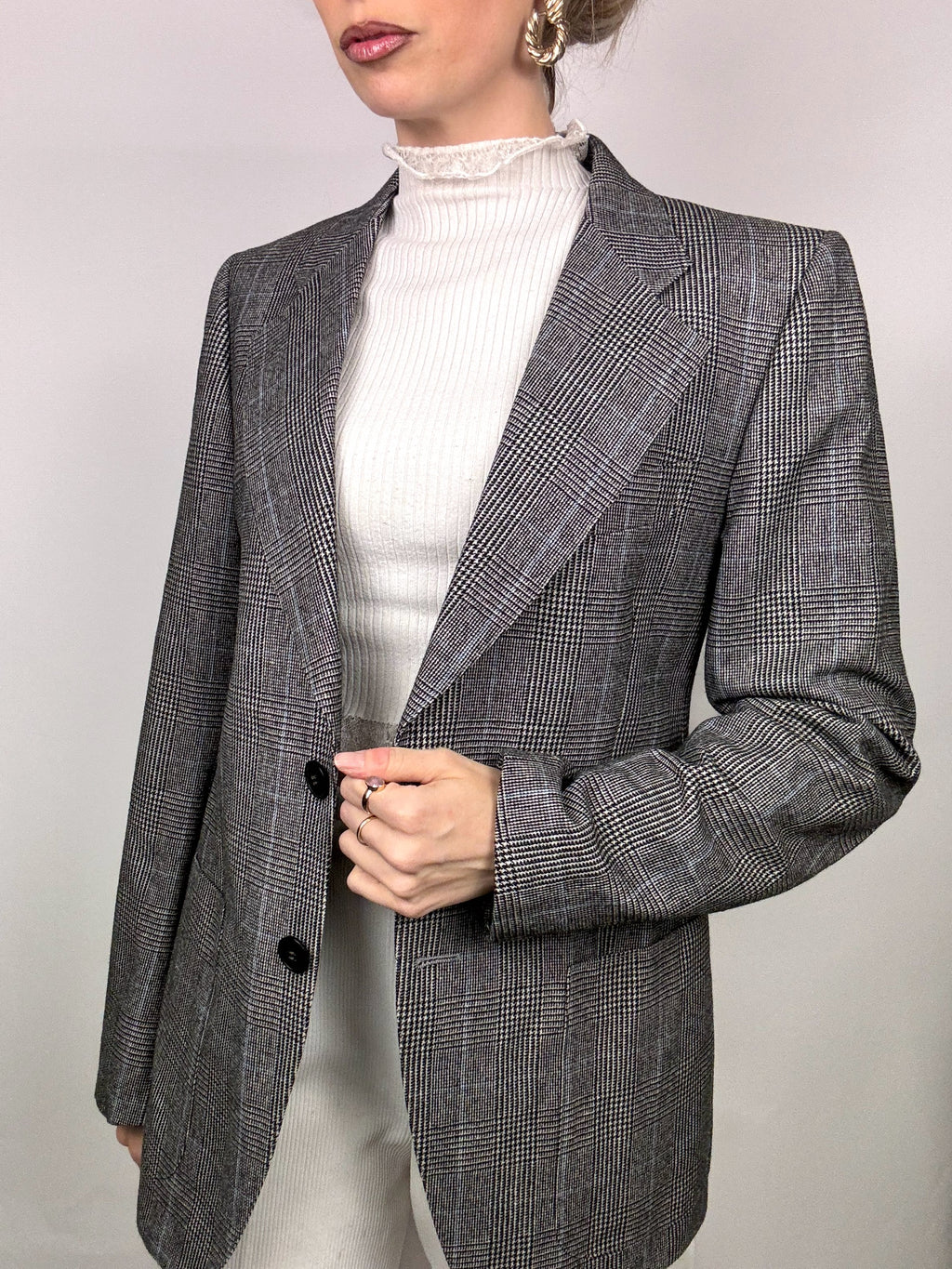 Vintage Grey Plaid Blazer M/L