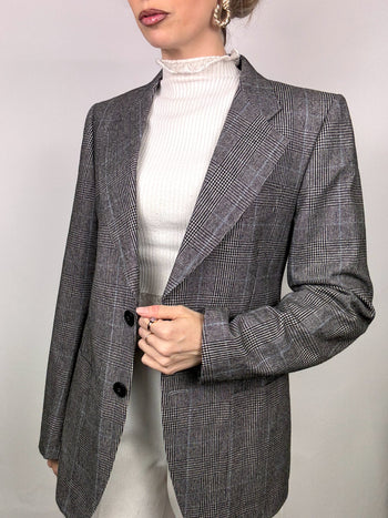 Blazer gris à carreaux M/L vintage