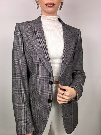 Blazer gris à carreaux M/L vintage