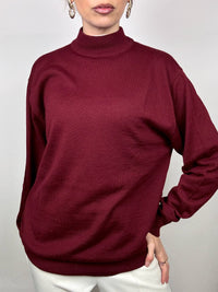Vintage M Burgundy Wool Turtleneck Sweater