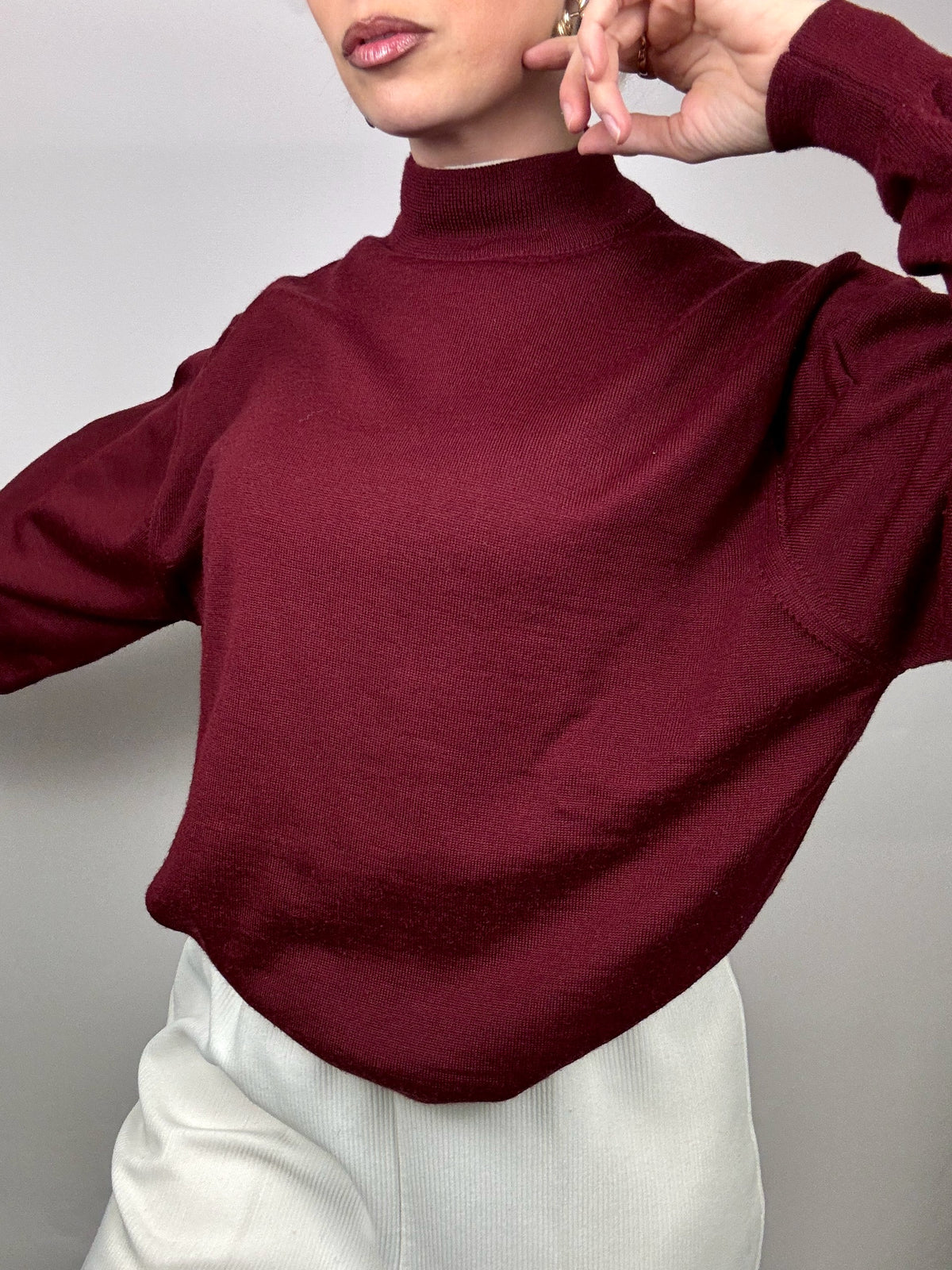 Vintage M Burgundy Wool Turtleneck Sweater