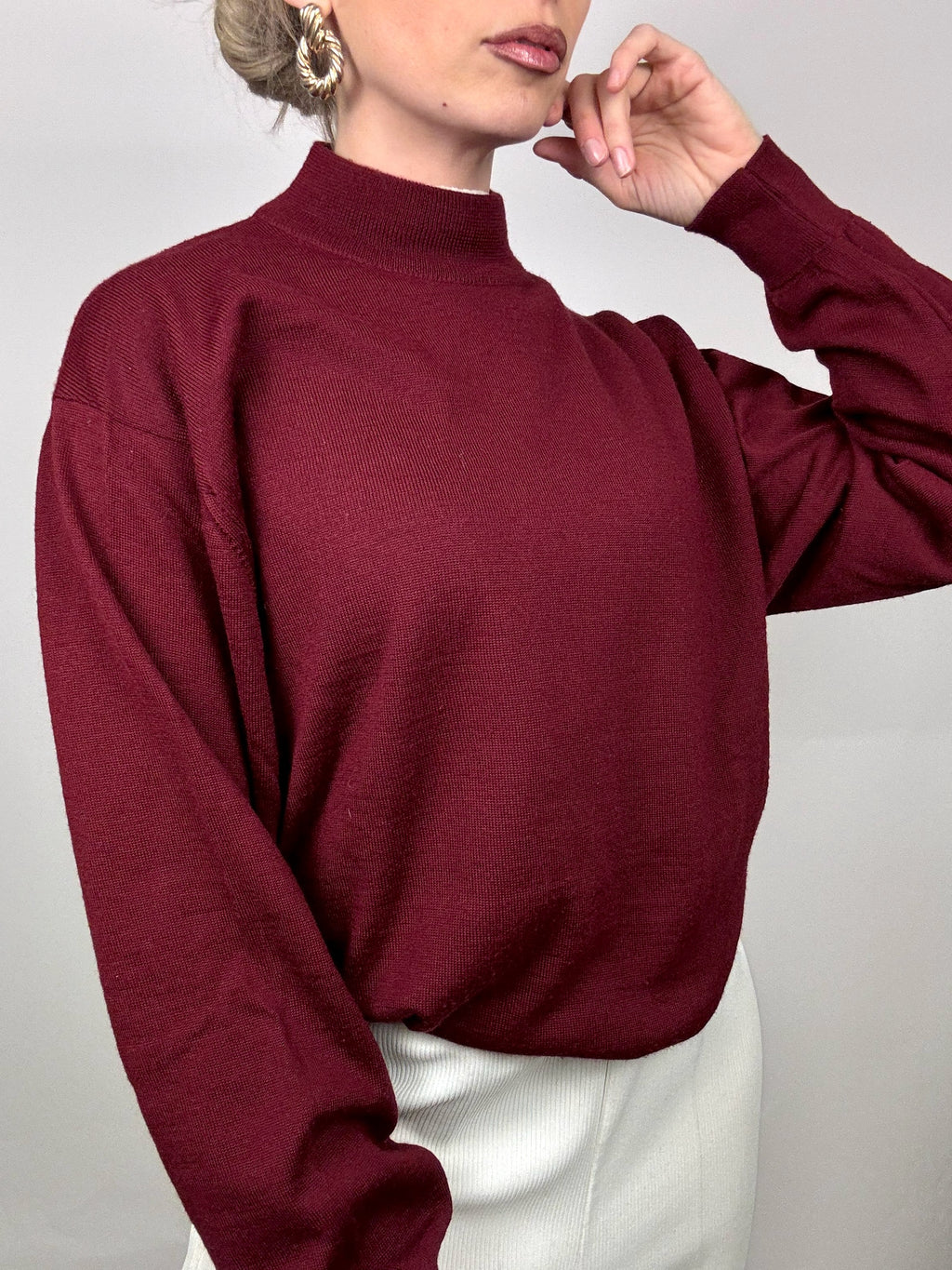 Vintage M Burgundy Wool Turtleneck Sweater